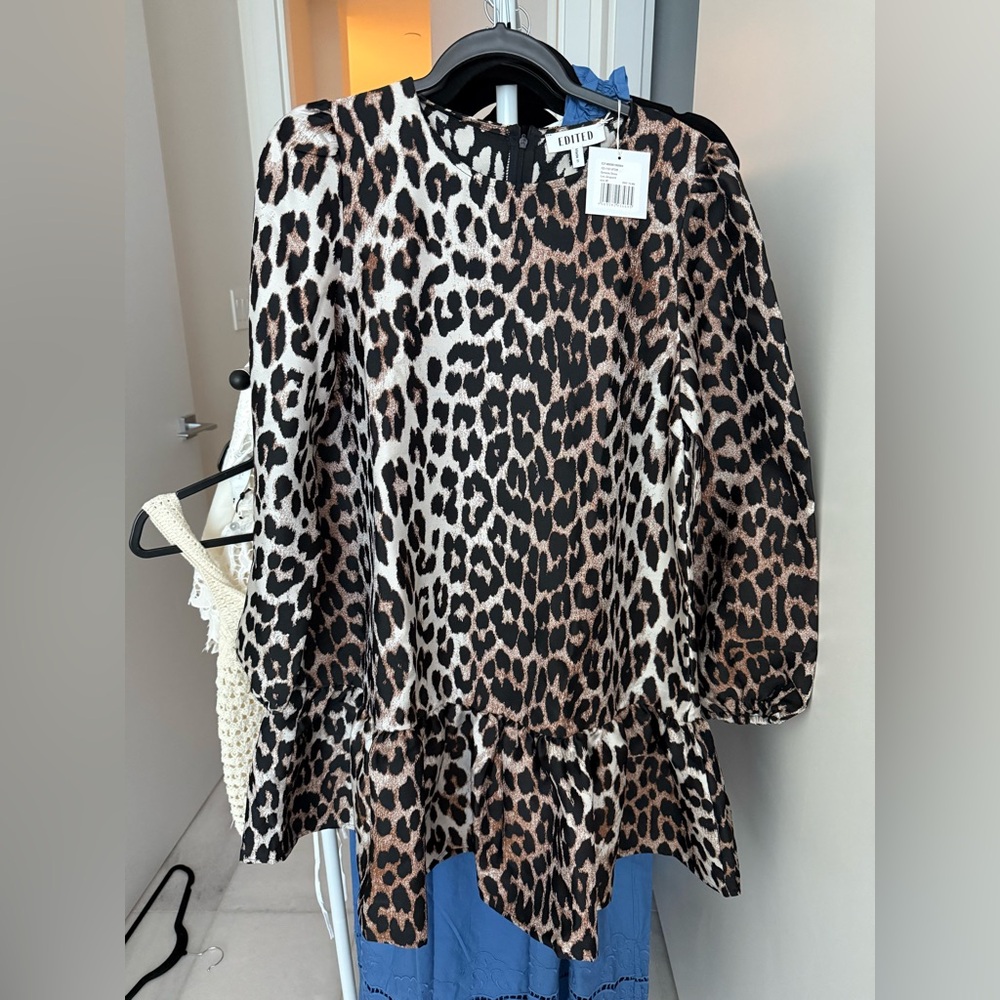Edikted Black and Brown Leopard Print Blouse